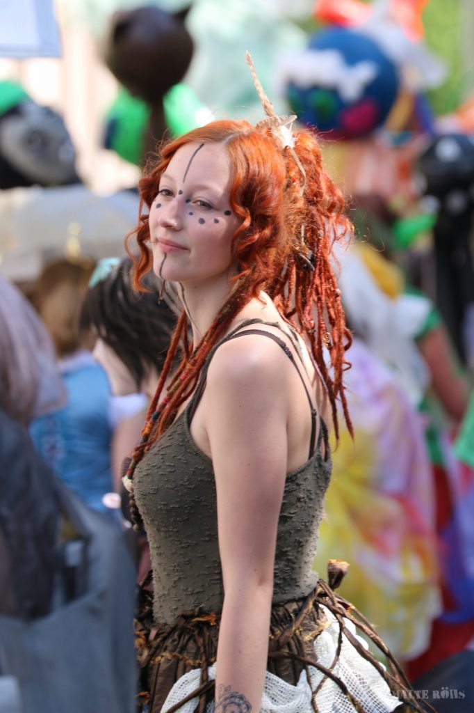 Woman with a beautiful fancy dress during the Carnival der Kulturen 2015 in Bielefeld