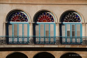 Beautiful renovated colonial buildings in La Habana Vieja, Cuba
