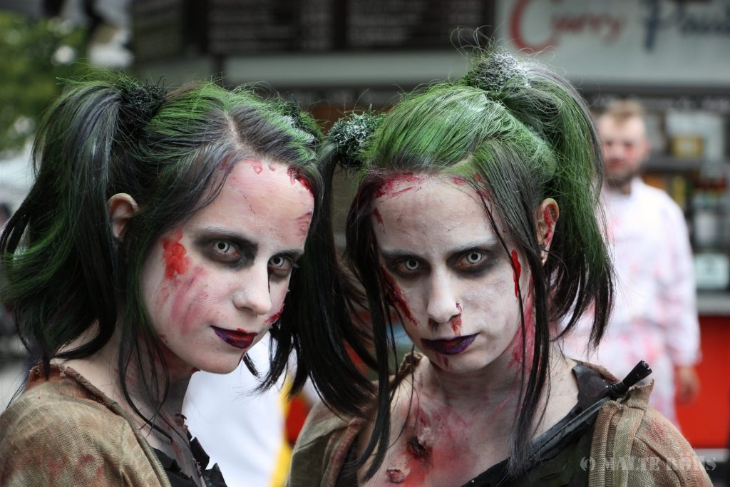 Zombie twins during the Zombie Walk 2016 Bielefeld, Germany